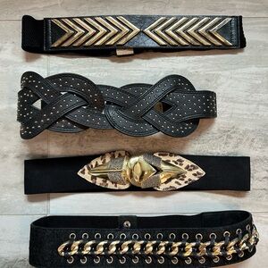 bebe Black and Gold Women's Belt Collection